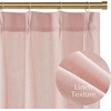 NICETOWN Natural Pinch Pleated Linen Kitchen Window Curtains(Light Pink)