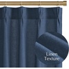 NICETOWN Natural Pinch Pleated Linen Kitchen Window Curtains(Navy Blue)