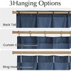 NICETOWN Natural Pinch Pleated Linen Kitchen Window Curtains(Navy Blue)