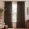 NICETOWN Olive Green Linen Plaid Bedroom Curtains, Rod Pocket & Back Tab Geometric Jacquard Thick Wovern Mudcloth Light Filtering Window Treatments for Home Decor, W52 x L84, 2 Panels(Brown)