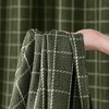 NICETOWN Olive Green Linen Plaid Bedroom Curtains, Rod Pocket & Back Tab Geometric Jacquard Thick Wovern Mudcloth Light Filtering Window Treatments for Home Decor, W52 x L84, 2 Panels(Olive Green)