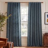 NICETOWN Olive Green Linen Plaid Bedroom Curtains, Rod Pocket & Back Tab Geometric Jacquard Thick Wovern Mudcloth Light Filtering Window Treatments for Home Decor, W52 x L84, 2 Panels(Dusty Blue)