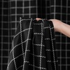 NICETOWN Olive Green Linen Plaid Bedroom Curtains, Rod Pocket & Back Tab Geometric Jacquard Thick Wovern Mudcloth Light Filtering Window Treatments for Home Decor, W52 x L84, 2 Panels(Black)
