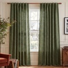 NICETOWN Olive Green Linen Plaid Bedroom Curtains, Rod Pocket & Back Tab Geometric Jacquard Thick Wovern Mudcloth Light Filtering Window Treatments for Home Decor, W52 x L84, 2 Panels(Olive Green)