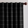 NICETOWN Olive Green Linen Plaid Bedroom Curtains, Rod Pocket & Back Tab Geometric Jacquard Thick Wovern Mudcloth Light Filtering Window Treatments for Home Decor, W52 x L84, 2 Panels(Black)