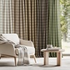 NICETOWN Pinch Pleated Blue Plaid Curtains 2 Panels, W40 x L84 in, Linen Blend Light Filtering Privacy Draperies with Grid Tartan Pattern, Premium Curtains for Living Room, Dining Room with Hooks(Green)