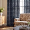 NICETOWN Pinch Pleated Blue Plaid Curtains 2 Panels, W40 x L84 in, Linen Blend Light Filtering Privacy Draperies with Grid Tartan Pattern, Premium Curtains for Living Room, Dining Room with Hooks(Dark Blue)