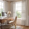 NICETOWN Pinch Pleated Blue Plaid Curtains 2 Panels, W40 x L84 in, Linen Blend Light Filtering Privacy Draperies with Grid Tartan Pattern, Premium Curtains for Living Room, Dining Room with Hooks(Linen White)