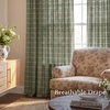 NICETOWN Pinch Pleated Blue Plaid Curtains 2 Panels, W40 x L84 in, Linen Blend Light Filtering Privacy Draperies with Grid Tartan Pattern, Premium Curtains for Living Room, Dining Room with Hooks(Moss Green)