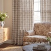 NICETOWN Pinch Pleated Blue Plaid Curtains 2 Panels, W40 x L84 in, Linen Blend Light Filtering Privacy Draperies with Grid Tartan Pattern, Premium Curtains for Living Room, Dining Room with Hooks(Tan)