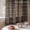 NICETOWN Pinch Pleated Blue Plaid Curtains 2 Panels, W40 x L84 in, Linen Blend Light Filtering Privacy Draperies with Grid Tartan Pattern, Premium Curtains for Living Room, Dining Room with Hooks(Deep Taupe)