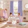NICETOWN Pom Pom Pink Curtains for Kids Room 84 inches Long, Room Darkening Double Layer Sheer Thermal Drapes Grommet Window Treatments for Girls Bedroom/Nursery, W52 x L84, 2 Panels(Lavender Purple)