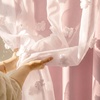 NICETOWN Pom Pom Pink Curtains for Kids Room 84 inches Long, Room Darkening Double Layer Sheer Thermal Drapes Grommet Window Treatments for Girls Bedroom/Nursery, W52 x L84, 2 Panels(Crystal Pink)