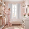 NICETOWN Pom Pom Pink Curtains for Kids Room 84 inches Long, Room Darkening Double Layer Sheer Thermal Drapes Grommet Window Treatments for Girls Bedroom/Nursery, W52 x L84, 2 Panels(Pure White)
