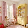 NICETOWN Pom Pom Pink Curtains for Kids Room 84 inches Long, Room Darkening Double Layer Sheer Thermal Drapes Grommet Window Treatments for Girls Bedroom/Nursery, W52 x L84, 2 Panels(Crystal Pink)