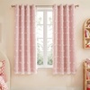 NICETOWN Pom Pom Pink Curtains for Kids Room 84 inches Long, Room Darkening Double Layer Sheer Thermal Drapes Grommet Window Treatments for Girls Bedroom/Nursery, W52 x L84, 2 Panels(Crystal Pink)