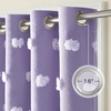 NICETOWN Pom Pom Pink Curtains for Kids Room 84 inches Long, Room Darkening Double Layer Sheer Thermal Drapes Grommet Window Treatments for Girls Bedroom/Nursery, W52 x L84, 2 Panels(Lavender Purple)