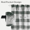 NICETOWN Sheer Sage Linen Striped Print Kitchen Curtains, 30×24, 2 Panels(Black & White)