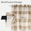 NICETOWN Sheer Sage Linen Striped Print Kitchen Curtains, 30×24, 2 Panels(Coffe & White)