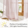 NICETOWN Sheer Sage Linen Striped Print Kitchen Curtains, 30×24, 2 Panels(Light Pink)