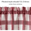 NICETOWN Sheer Sage Linen Striped Print Kitchen Curtains, 30×24, 2 Panels(Red & White)