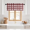 NICETOWN Sheer Sage Linen Striped Print Kitchen Curtains, 30×24, 2 Panels(Red & White)