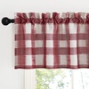 NICETOWN Sheer Sage Linen Striped Print Kitchen Curtains, 30×24, 2 Panels(Red & White)