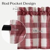NICETOWN Sheer Sage Linen Striped Print Kitchen Curtains, 30×24, 2 Panels(Red & White)