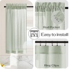 NICETOWN Sheer Sage Linen Striped Print Kitchen Curtains, 30×24, 2 Panels(Sage Green)