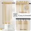 NICETOWN Sheer Sage Linen Striped Print Kitchen Curtains, 30×24, 2 Panels(Yellow)