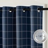 NICETOWN Taupe 100% Blackout Plaid Cabin Buffalo Gingham Curtain, 52W x 84L(Grid Pattern | Dark Blue & White)