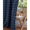 NICETOWN Taupe 100% Blackout Plaid Cabin Buffalo Gingham Curtain, 52W x 84L(Grid Pattern | Dark Blue & White)