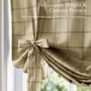 NICETOWN Taupe Fall Farmhouse Plaid 100% Blackout Ballon Shades, 34W x 45L(Grid Pattern | Burlap & White)