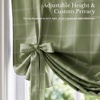 NICETOWN Taupe Fall Farmhouse Plaid 100% Blackout Ballon Shades, 34W x 45L(Grid Pattern | Olive Green & White)