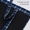 NICETOWN Taupe Fall Farmhouse Plaid 100% Blackout Ballon Shades, 34W x 45L(Plaid | Dark Blue & White)