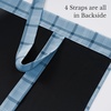 NICETOWN Taupe Fall Farmhouse Plaid 100% Blackout Ballon Shades, 34W x 45L(Plaid | Sea Blue & White)