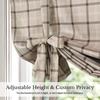 NICETOWN Taupe Fall Farmhouse Plaid 100% Blackout Ballon Shades, 34W x 45L(Plaid | Taupe & White)