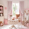 NICETOWN Tie Top Gingham Light Pink Curtains 84 Inches Long(Blackout & Sheer – Bow Embroidery – Blush Pink)