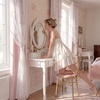NICETOWN Tie Top Gingham Light Pink Curtains 84 Inches Long(Blackout & Sheer – Bow Embroidery – Blush Pink)