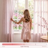 NICETOWN Tie Top Gingham Light Pink Curtains 84 Inches Long(Light Filtering – Stripe – Muted Pink)