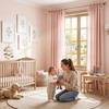 NICETOWN Tie Top Gingham Light Pink Curtains 84 Inches Long(Light Filtering – Stripe – Muted Pink)