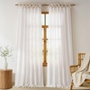 NICETOWN Tie Top Pink Linen Curtains for Girls Room, W52xL84, 2 Panels(Cream)