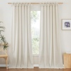 NICETOWN Tie Top Pink Linen Curtains for Girls Room, W52xL84, 2 Panels(Natural)