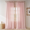 NICETOWN Tie Top Pink Linen Curtains for Girls Room, W52xL84, 2 Panels(Pink)