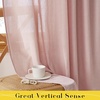 NICETOWN Tie Top Pink Linen Curtains for Girls Room, W52xL84, 2 Panels(Pink)