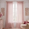 NICETOWN Tie Top Pink Linen Curtains for Girls Room, W52xL84, 2 Panels(Rose Pink)