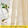 NICETOWN Tie Top Pink Linen Curtains for Girls Room, W52xL84, 2 Panels(Striped Cream Yellow)