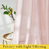 NICETOWN Tie Top Pink Linen Curtains for Girls Room, W52xL84, 2 Panels(Striped Pink)
