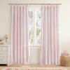 NICETOWN Tie Top Pink Linen Curtains for Girls Room, W52xL84, 2 Panels(Striped Pink)