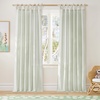 NICETOWN Tie Top Pink Linen Curtains for Girls Room, W52xL84, 2 Panels(Striped Sage Green)